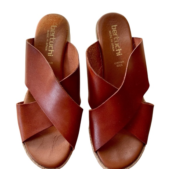 Bertuchi Spain Brown Leather Espadrille Slip On Sandals - Picture 1 of 8